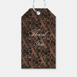 Rustic Wood & Floral Lace Lacy Lingerie Shower Gift Tags