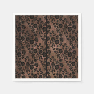 Rustic Wood & Floral Lace Lacy Lingerie Shower Napkins