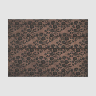 Rustic Wood & Floral Lace Lacy Lingerie Shower Tissue Paper