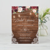 Rustic Wood Floral Mason Jar Bridal Shower Invitation (Standing Front)