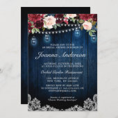 Rustic Wood Floral Mason Jar Bridal Shower Invitation (Front/Back)