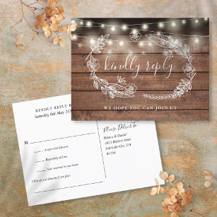 Rustic Wood Floral Song Request RSVP Card