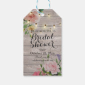 Rustic Wood Floral String Lights Bridal Shower Gift Tags (Back)