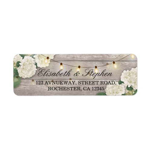 Rustic Wood Floral String Lights Wedding Address Label