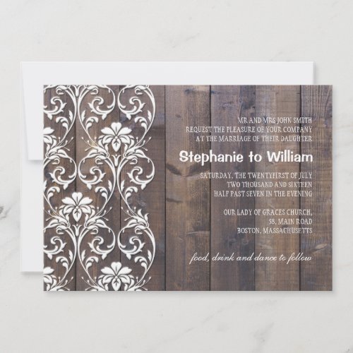 Rustic Wood Floral Wedding Invitation