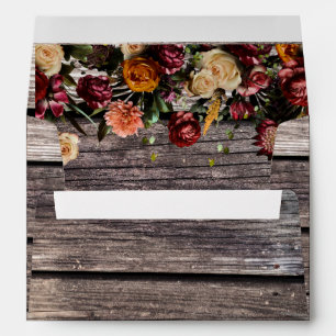 Rustic Wood Floral Wedding Invitation Envelope