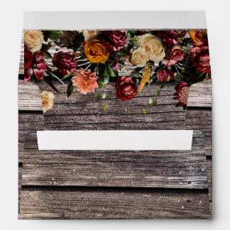 Rustic Wood Floral Wedding Invitation Envelope