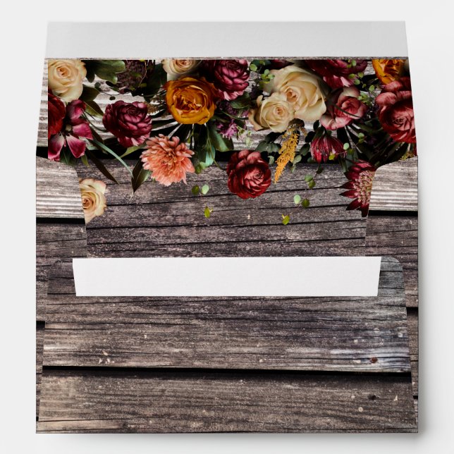 Rustic Wood Floral Wedding Invitation Envelope (Back (Bottom))