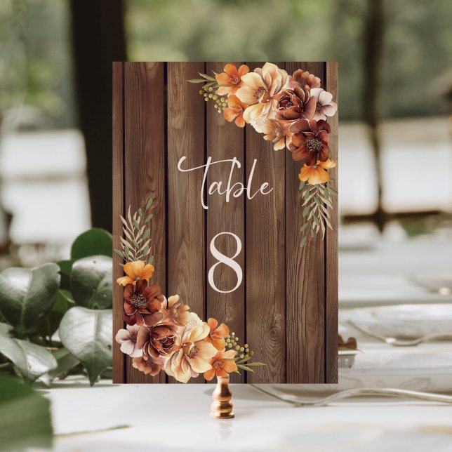 Rustic Wood Floral Wedding Table Number (Creator Uploaded)