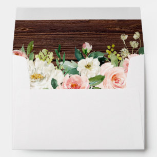 Rustic Wood Floral Wreath Pre-Printed Address 5x7 Envelope