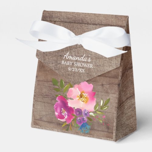 Rustic Wood Flowers Baby  Shower Favor Box