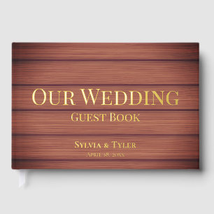 Rustic Wood Foliage Gold Foil Wedding Foil Guest Book