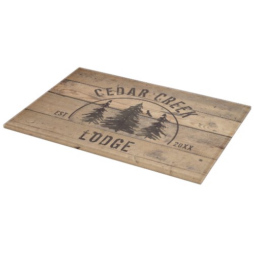 Rustic Wood Forest Trees Personalized Cutting Board