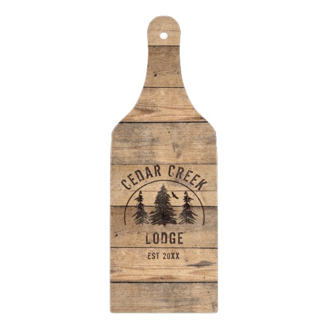 Rustic Wood Forest Trees Personalized Cutting Board (Front)