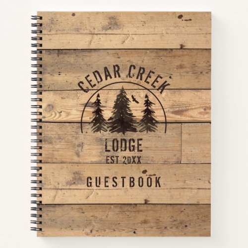 Rustic Wood Forest Trees Personalized Guestbook Notebook