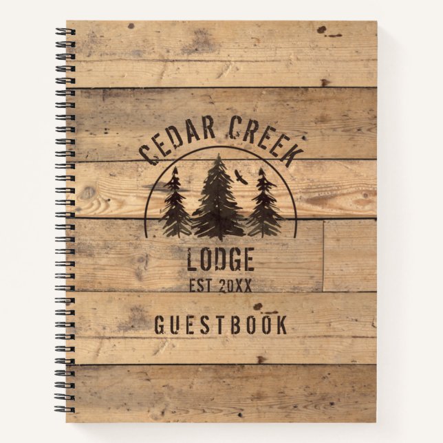Rustic Wood Forest Trees Personalized Guestbook Notebook (Front)