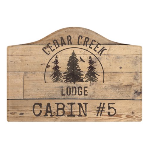 Rustic Wood Forest Trees Personalized Room Number Door Sign