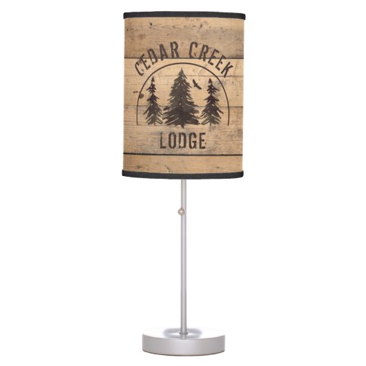 Rustic Wood Forest Trees Personalized Table Lamp (Front)