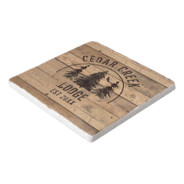 Rustic Wood Forest Trees Personalized Trivet (Corner)
