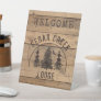 Rustic Wood Forest Trees Personalized Welcome Pedestal Sign