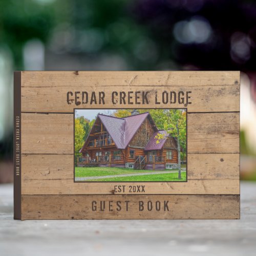 Rustic Wood Forest Trees Photo Personalized Guest Book