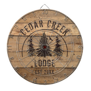 Rustic Wood Forest Trees Property Name Dart Board