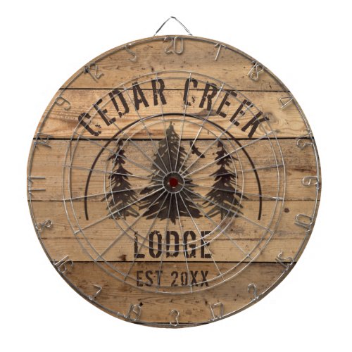 Rustic Wood Forest Trees Property Name Dart Board