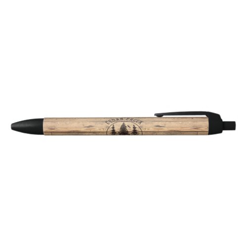 Rustic Wood Forest Trees Vacation Rental Black Ink Pen
