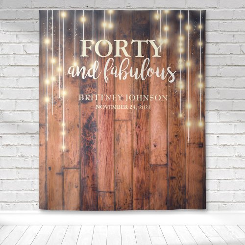 Rustic Wood Forty Fabulous Birthday Tapestry