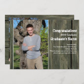 Rustic Wood Four Photo Scripture Graduation Announcement (Front/Back)