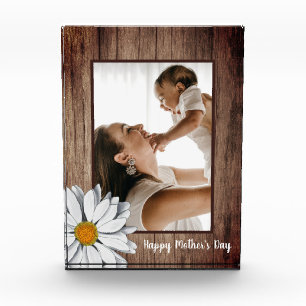 Rustic Wood Frame Photo Daisy Happy Mother’s Day