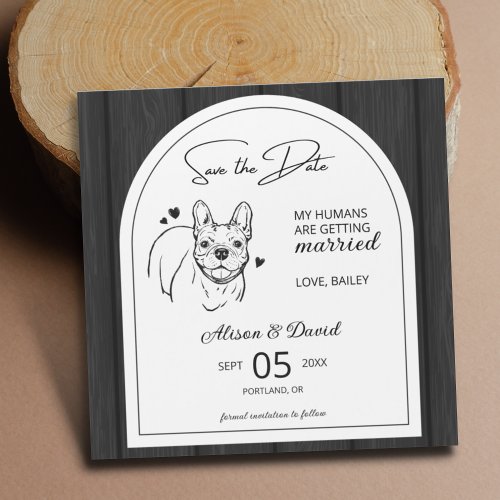 Rustic Wood French Bulldog Wedding Save the Date Magnetic Invitation