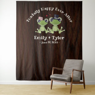 Rustic Wood Frog Couple Country Wedding Backdrop ©