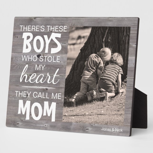 Rustic Wood From Mom's Favorite Boys Photo Plaque (Side)