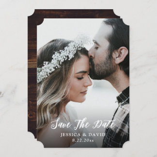 Rustic Wood Full-Bleed Photo Wedding Save The Date