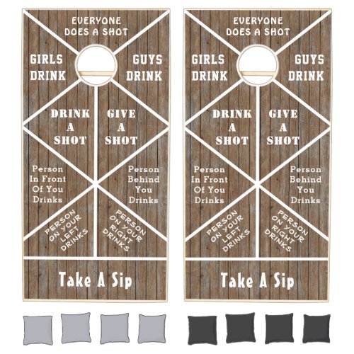 Rustic Wood Fun Drinking Game Cornhole Set