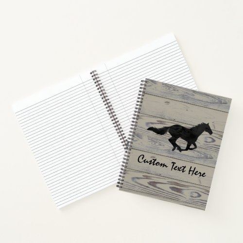 Rustic Wood  Galloping Horse Silhouette Notebook