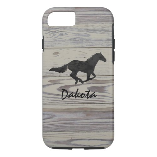 Rustic Wood Galloping Horse Watercolor Silhouette iPhone 87 Case