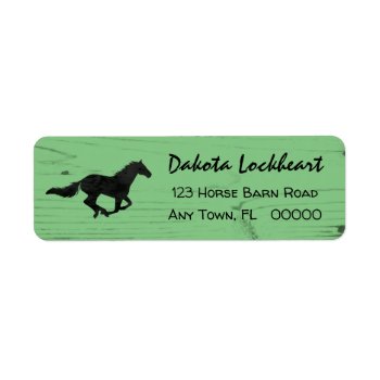 Rustic Wood Galloping Horse Watercolor Silhouette Label by PandaCatGallery at Zazzle