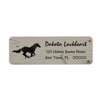 Rustic Wood Galloping Horse Watercolor Silhouette Label by PandaCatGallery at Zazzle