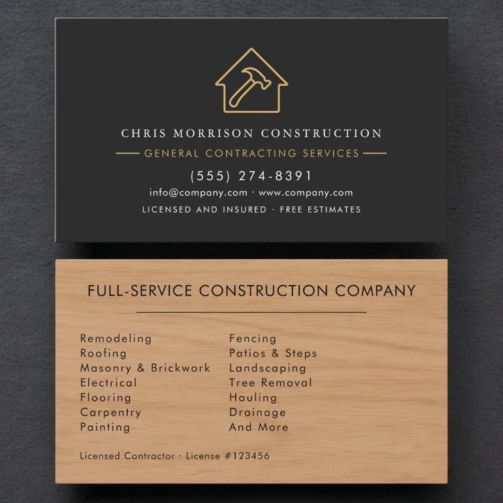 Rustic Wood General Contractor Business Card