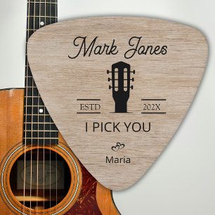 Rustic Wood Gifts for Husband Guitarist Musician Guitar Pick