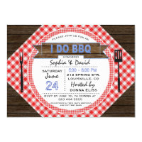 Rustic Wood Gingham I DO BBQ Couples Shower Card