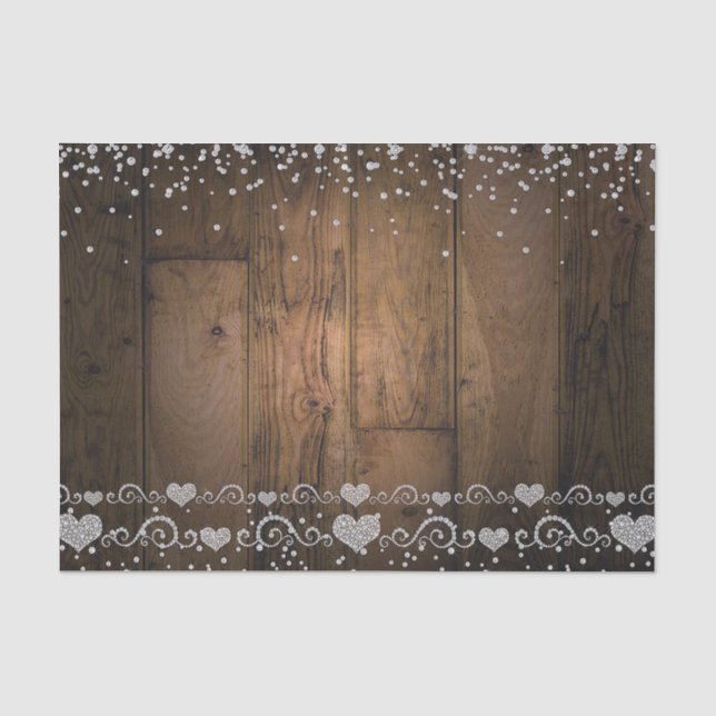Rustic Wood Glam Diamonds Glitter Birthday Party Tissue Paper (Front)