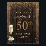 Rustic Wood Glitter 50th Birthday Welcome Foam Board<br><div class="desc">Rustic Wood Glitter 50th Birthday Welcome Foam Board Sign</div>