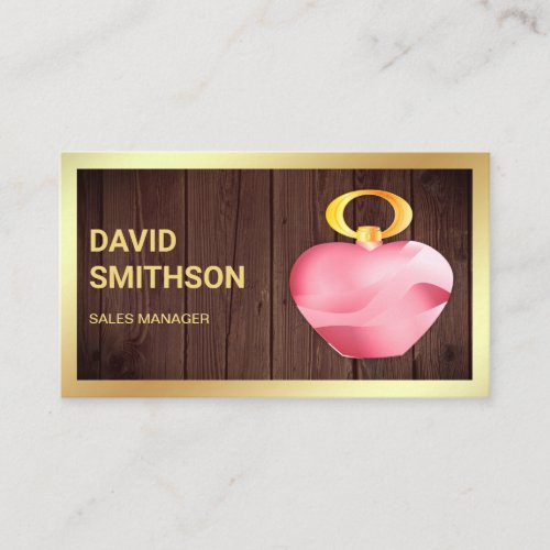 Rustic Wood Gold Foil Pink Perfume Bottle Business Card
