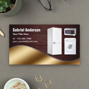 Rustic Wood Gold Home Appliances Repair Business Card