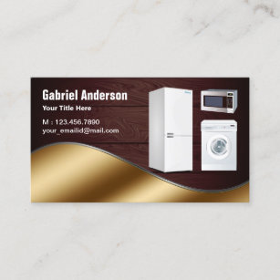 Rustic Wood Gold Home Appliances Repair Business Card