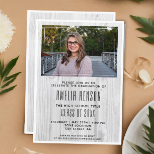 Rustic Wood Graduate Photo Graduation Party  Invitation