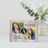 Rustic Wood Graduation 2 Photo Save Date Announcement Postcard (Standing Front)
